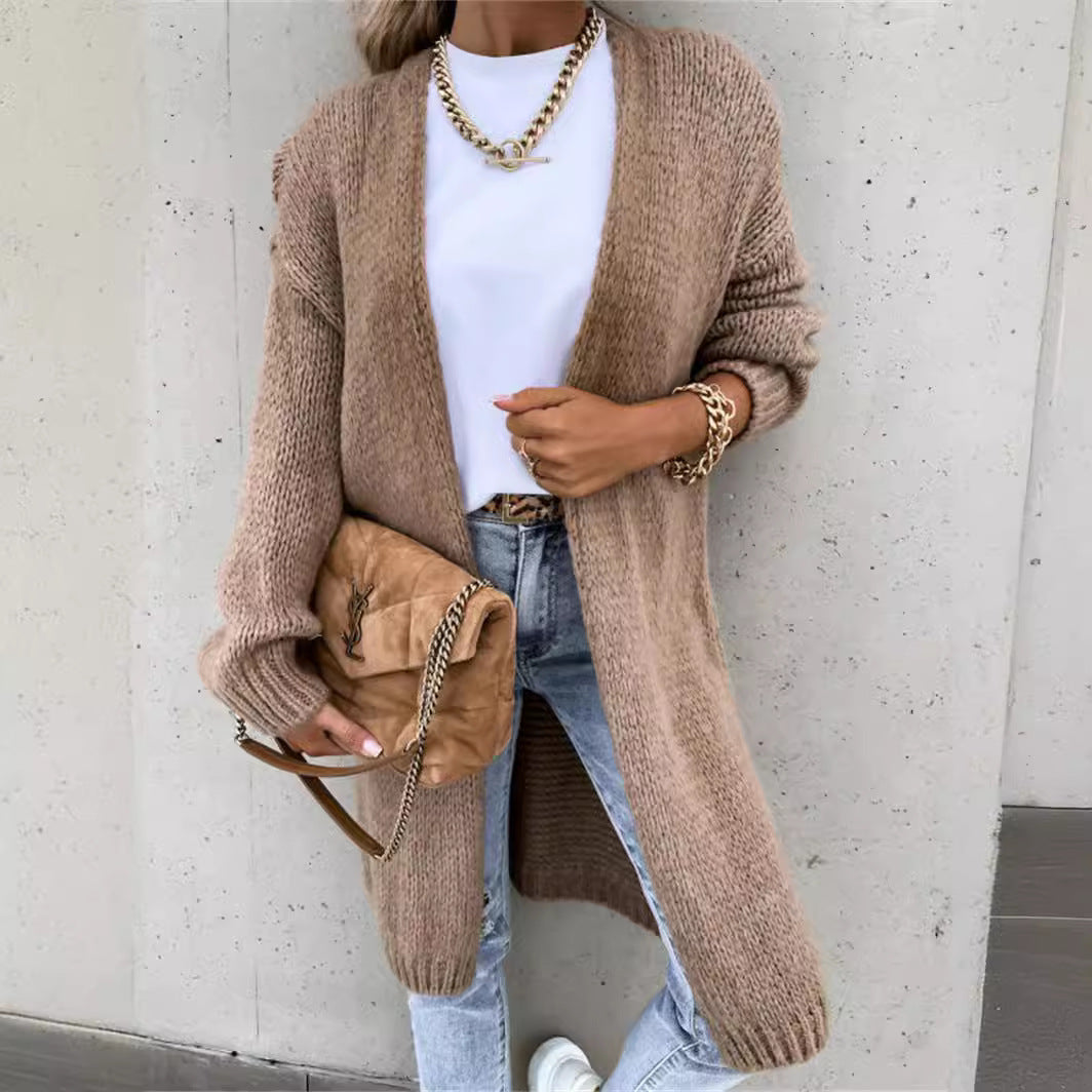 Damen Strickjacke Lässiger Schnitt Weich Grau Eveloria - Eveloria