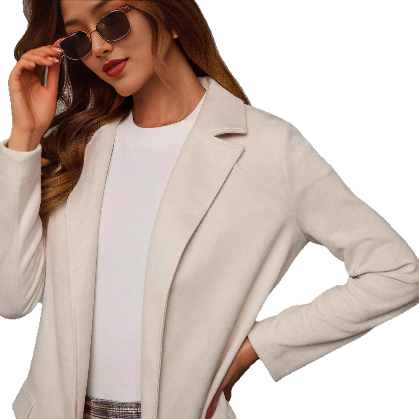 Damen Blazer Longline Wildlederimitat Eveloria