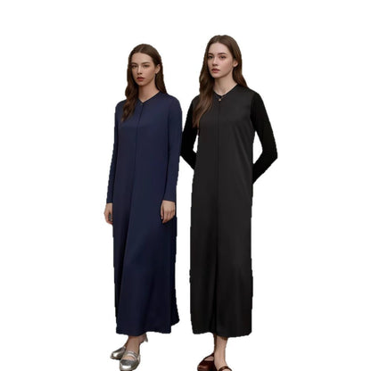 Damen Langarm-Maxikleid Elegantes Design Zeitlos