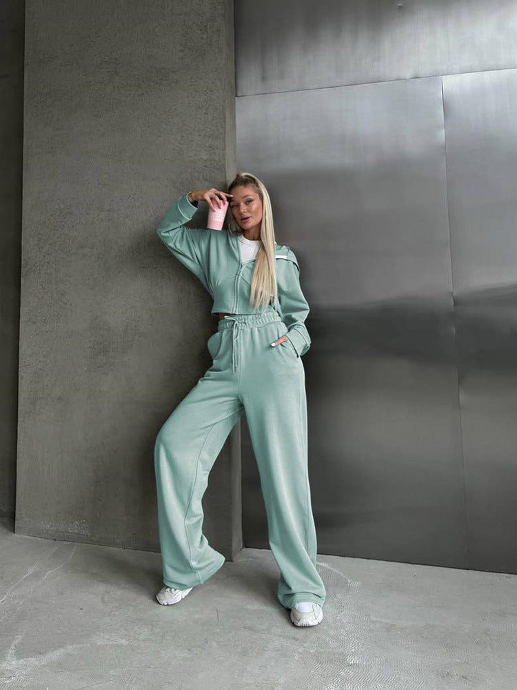 Damen Sweat- und Jogginghose-Set Hochkragen Weites Design