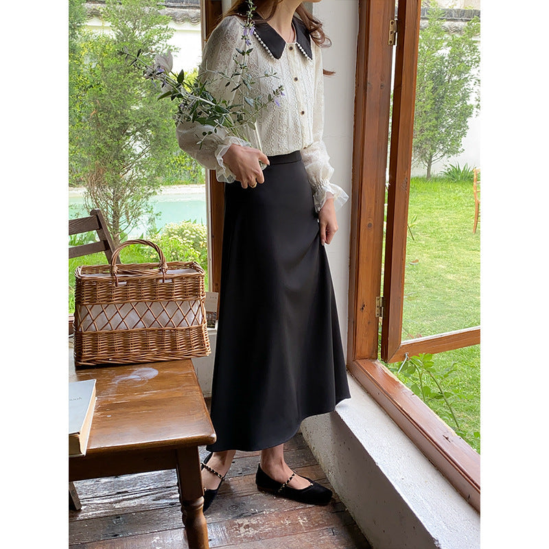 Damen Bluse Spitzenkragen Dekorativ Weiß