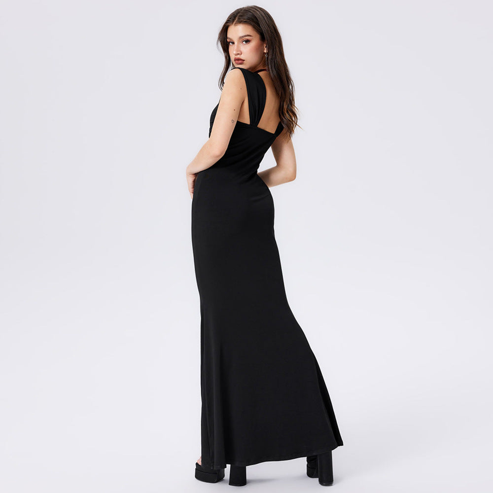 Damen Maxikleid Figurbetont Drapierungsdetails Eveloria