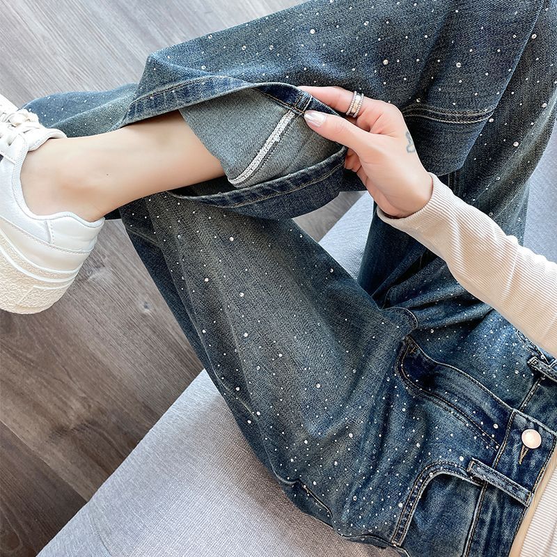 Damen Jeans mit Perlendetails Glänzend Eveloria