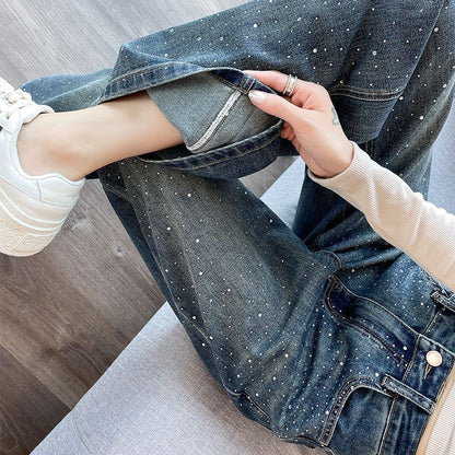 Damen Jeans mit Perlendetails Glänzend Eveloria