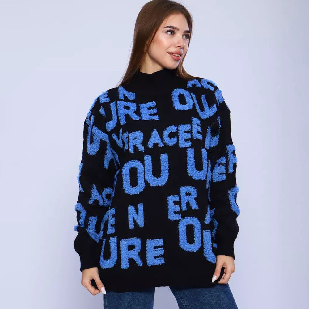 Damen Pullover Oversized Hochkragen