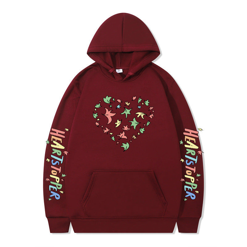 Damen Kapuzenpullover Herz- und Blattmotiv Eveloria