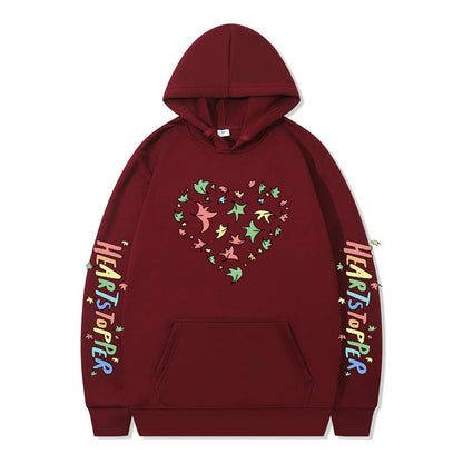 Damen Kapuzenpullover Herz- und Blattmotiv Eveloria