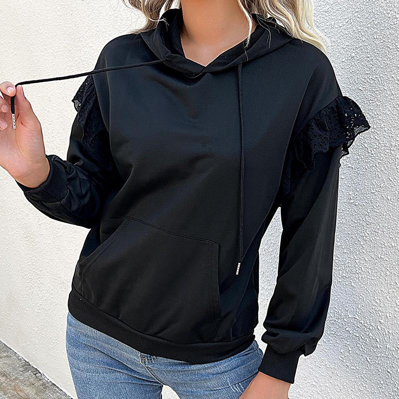 Damen Kapuzenpullover Rüschendetails Elegantes Design - Eveloria