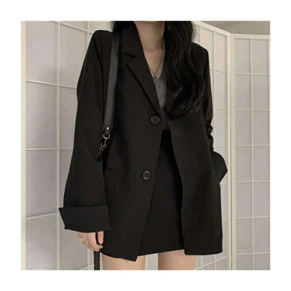 Damen Blazer Zwei-Knopf-Verschluss Weiter Schnitt Eveloria