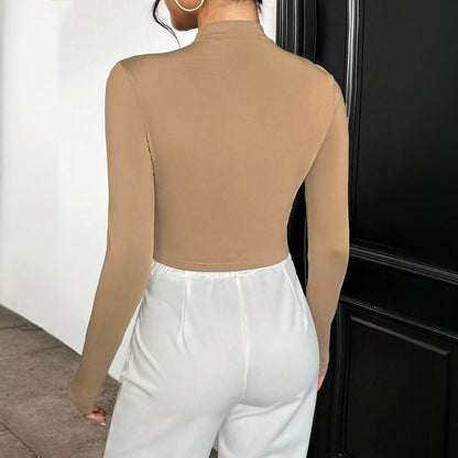 Damen Langarm Crop- Asymmetrisch Stehkragen Elegantes Design