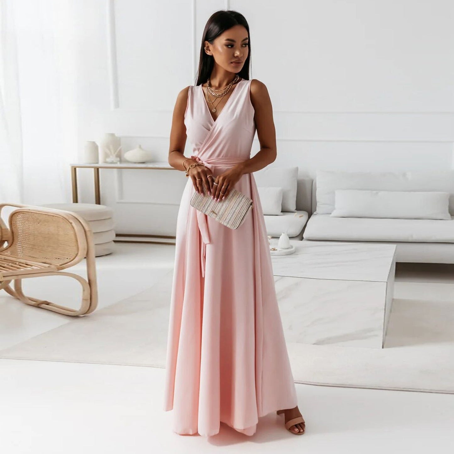 Damen Wickel Maxi Kleid für Hochzeitsgäste - Eveloria