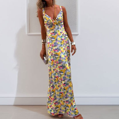 Damen Maxikleid Wickeldesign Floralmuster Eveloria