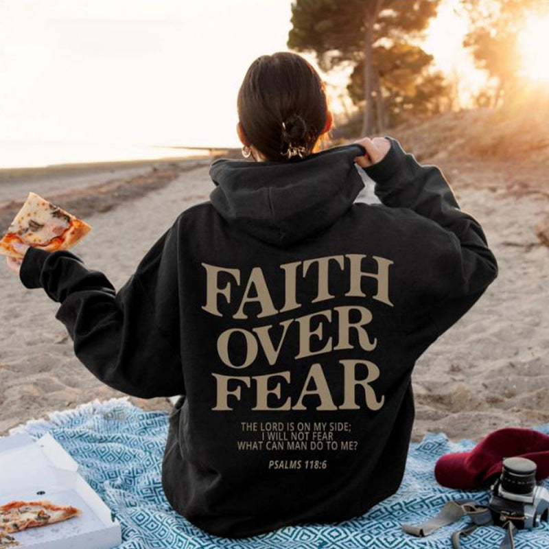 Damen Hoodie Bequem Inspirierender Schriftzug Grau Eveloria