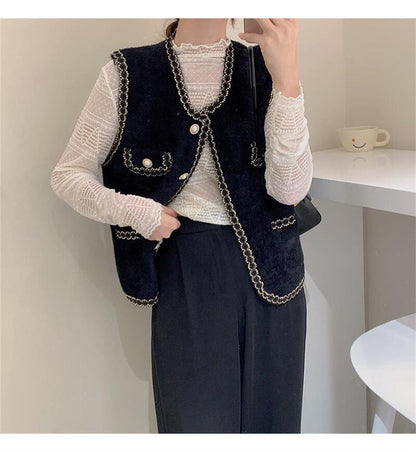 Damen Weste mit Perlenverzierung Elegante Damenweste aus Seide mit