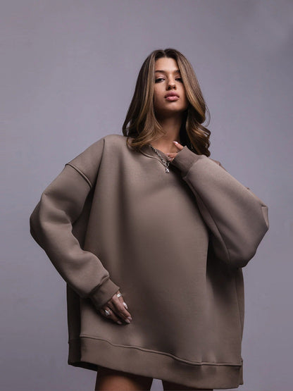 Eveloria Damen Oversized Sweatshirt Weiches Innenfutter Lässiger