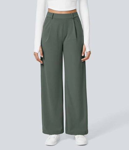 Damen Palazzo-Hose Weit Geschnitten Falten Elegant Eveloria