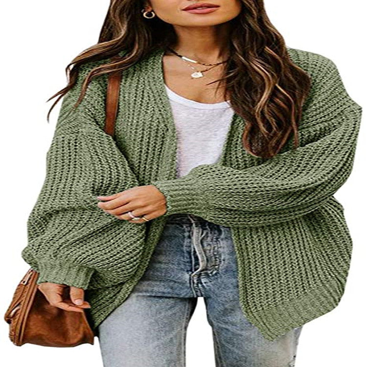 Damen Grobstrick-Pullover Voluminöse Ärmel Lässiger Schnitt Eveloria
