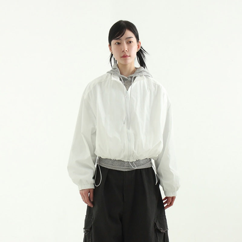 Damen Übergangsjacke Lässig Hochkragen Kordelzug Schwarz Eveloria - Eveloria