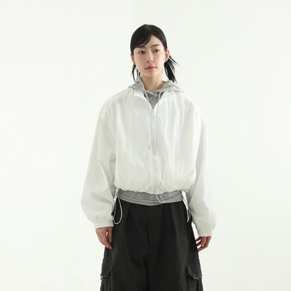 Damen Übergangsjacke Lässig Hochkragen Kordelzug Schwarz Eveloria - Eveloria