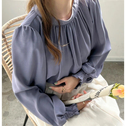 Eveloria Damenbluse Voluminöse Ärmel Stehkragen Elegante Bluse