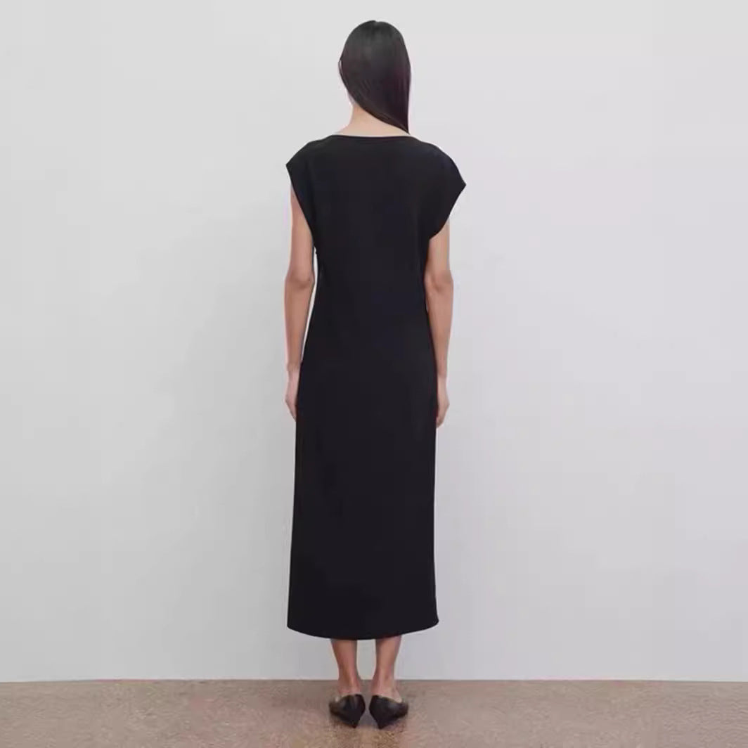 Damen Midikleid Fließend Reduzierter Schnitt Eveloria
