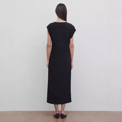Damen Midikleid Fließend Reduzierter Schnitt Eveloria