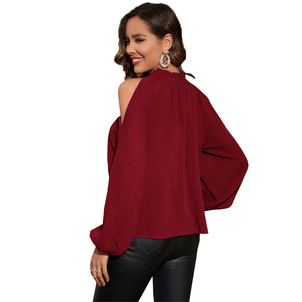 Damen Blusenshirt Schulterfrei Weite Ärmel Eveloria
