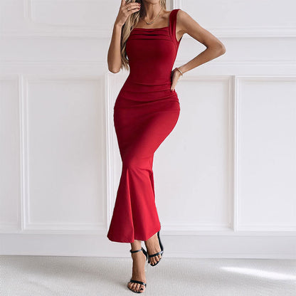 Damen Maxikleid Figurbetont U-Ausschnitt Elegantes Design Eveloria