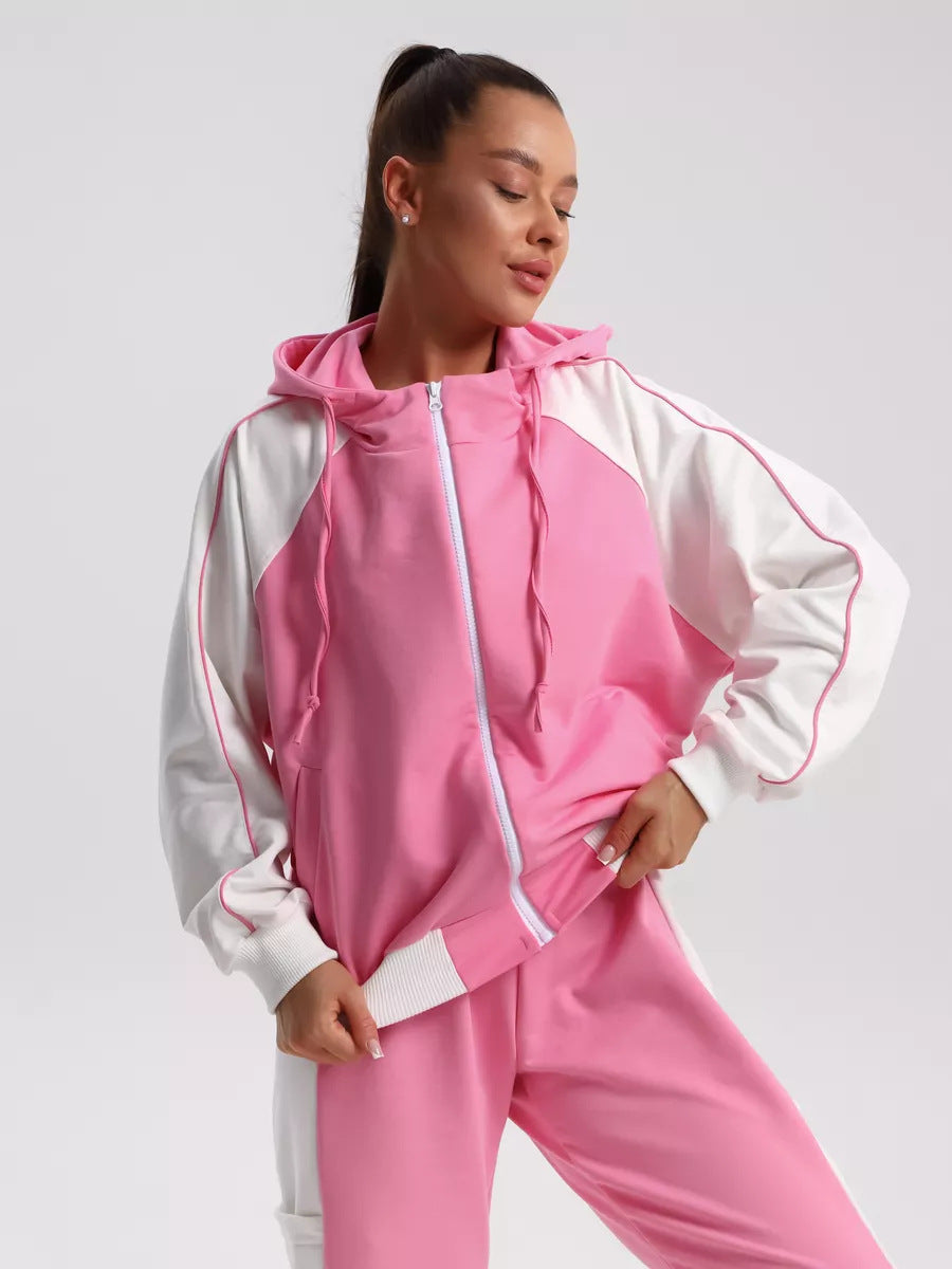 Damen Sportliches Freizeit-Set mit Kontrastfarben und Taschen Eveloria