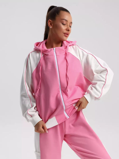 Damen Sportliches Freizeit-Set mit Kontrastfarben und Taschen Eveloria