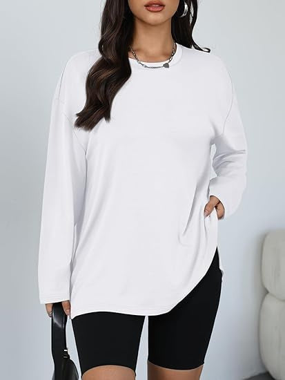 Damen Longsleeve T-Shirt mit Seitenschlitzen Eveloria