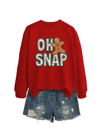 Damen Sweatshirt Lebkuchenmann Motiv Funckelnder Schriftzug Grau