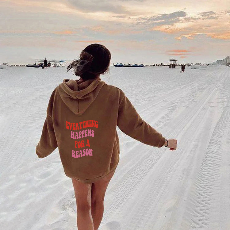 Damen Kapuzenpullover Komfortschnitt Mit Motivationszitat Grau
