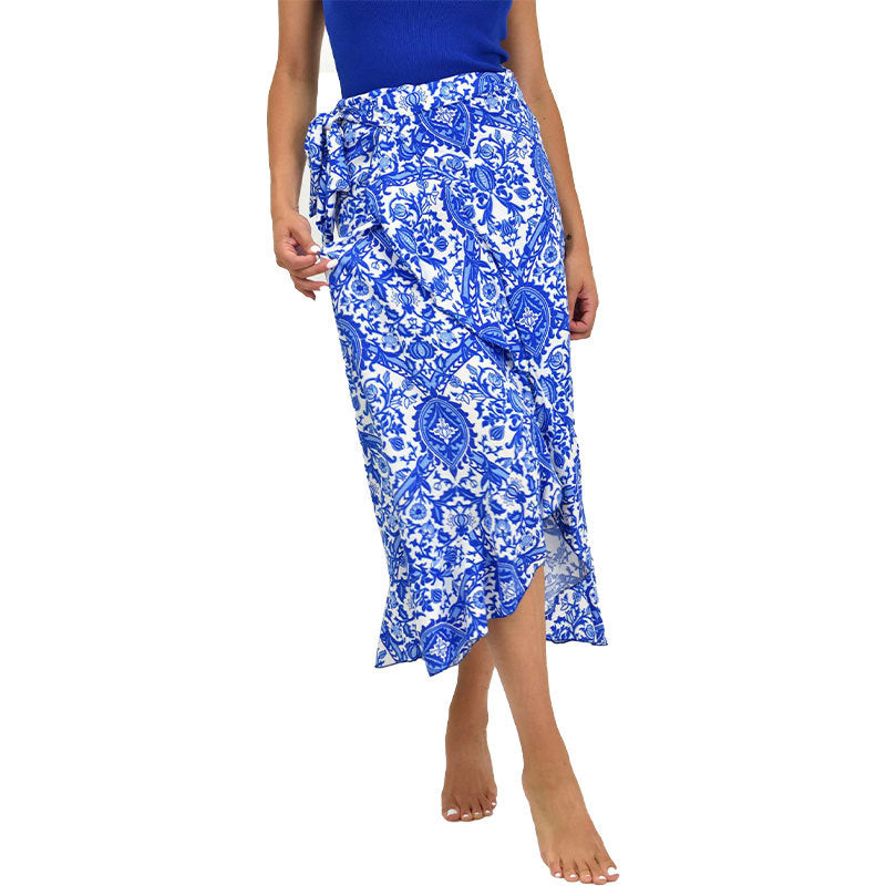 Damen Wickelrock Floral Asymmetrisch Eveloria