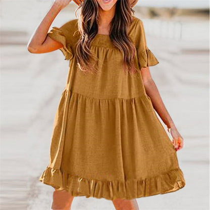 Damen Sommerkleid Rüschendetails Weite Ärmel Eveloria