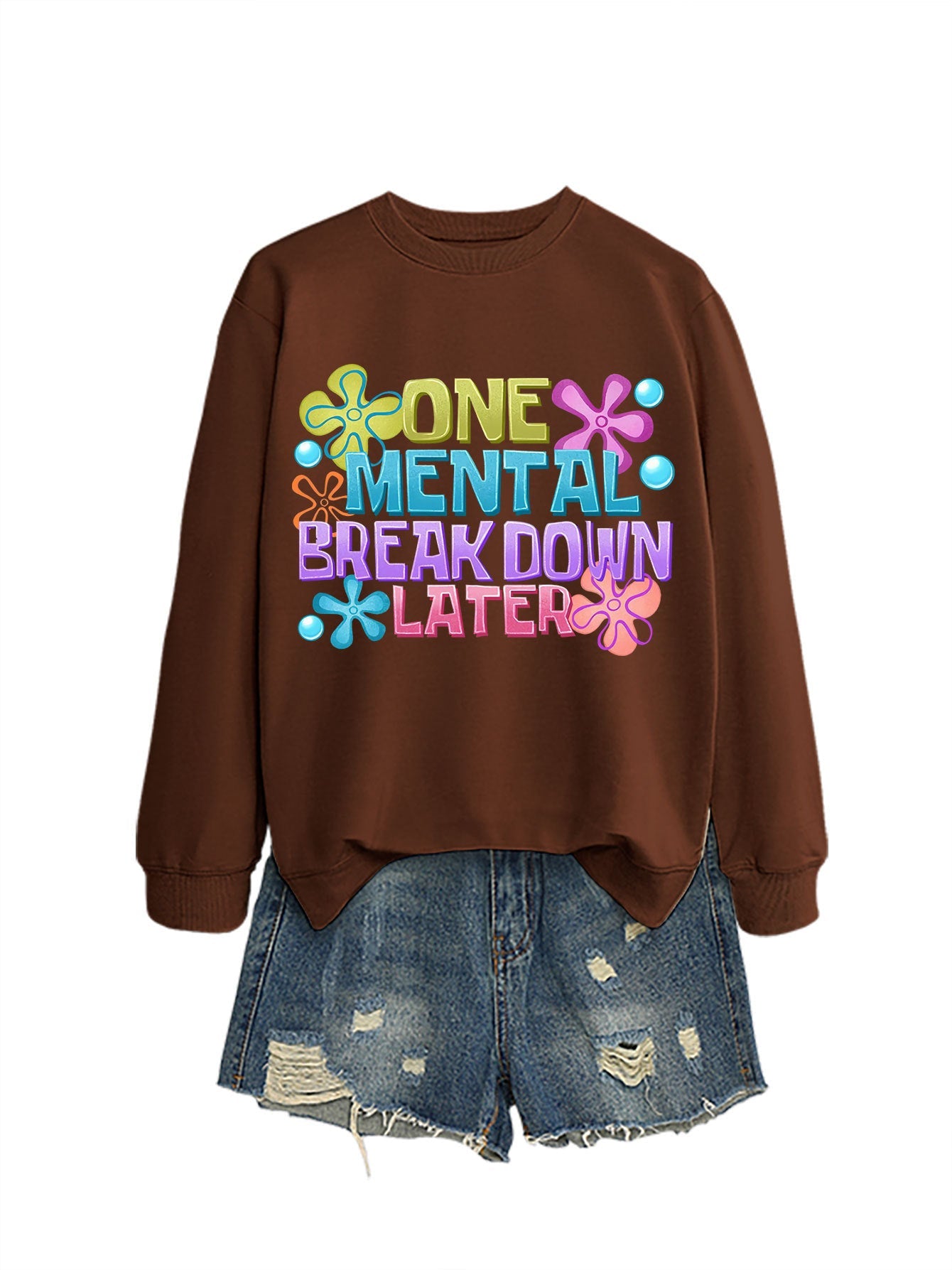 Damen Sweatshirt Kreativer Aufdruck Eveloria Grau