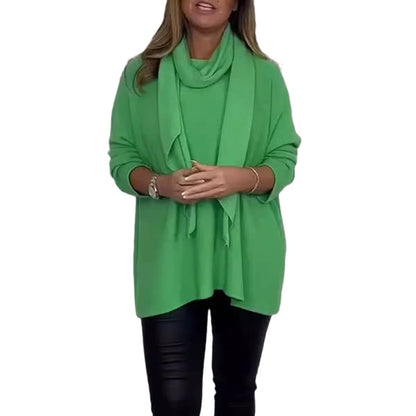 Damen Pullover Relaxed Fit mit Schal Eveloria