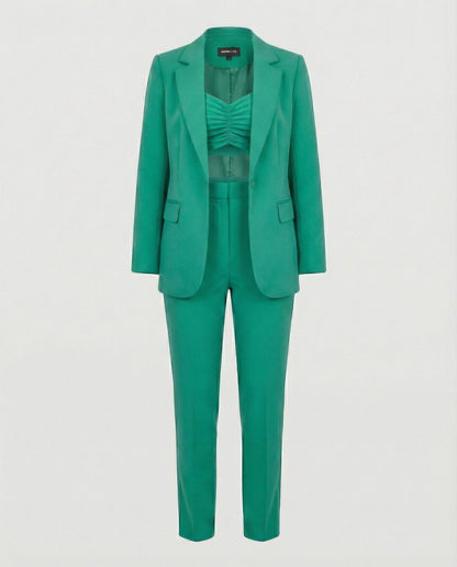 Eveloria Damen 3-Teiliges Businessset Blazer Oberteil Hose