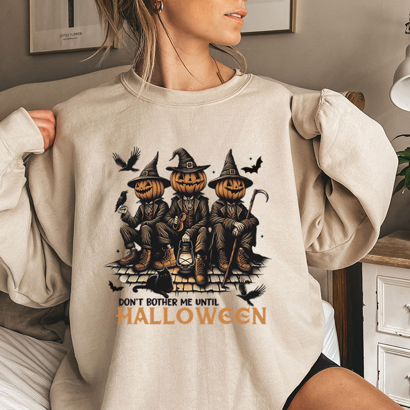 Damen Sweatshirt Halloween-Motiv Baumwolle Gemütlich Grau