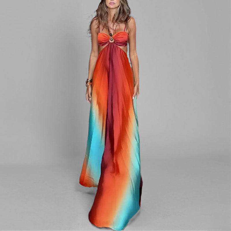 Damen Maxikleid Cut-Out-Design Farbverlauf Eveloria - Eveloria