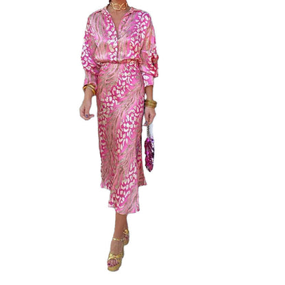 Damen Maxikleid Seide Wickel-Design Schimmernd Eveloria