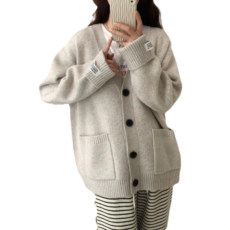 Damen Strickjacke Lässiger Schnitt Große Taschen Eveloria