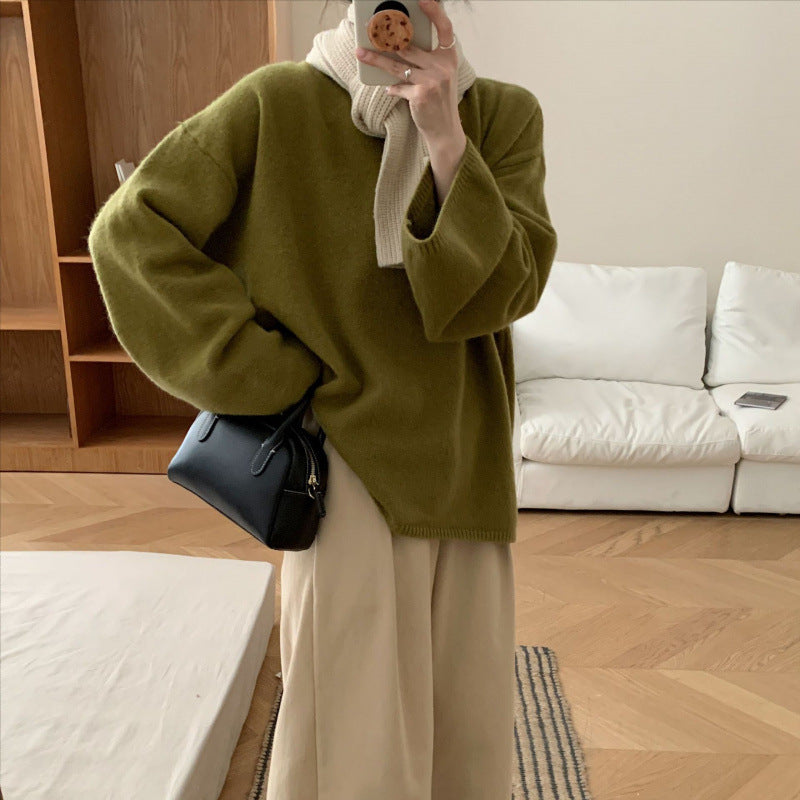 Damen Oversized Strickpullover Weiter Schnitt Feines Material