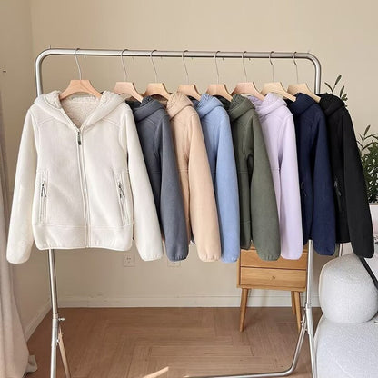 Damen Fleecejacke Kuscheliges Innenfutter Reißverschluss Taschen