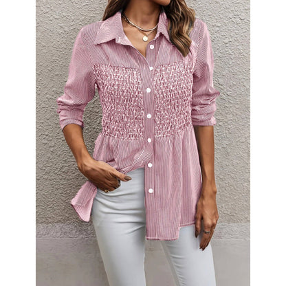 Damen Bluse Perlenverzierung Rüschendetails - Eveloria