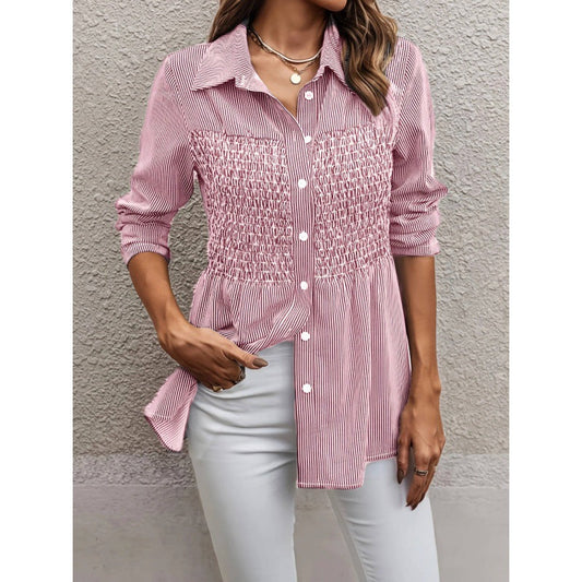 Damen Bluse Perlenverzierung Rüschendetails - Eveloria
