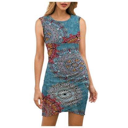 Damen Wickelkleid Florales Mandala-Design Tailliert Eveloria