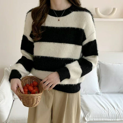 Damen Kuschelpullover Gestreift Eveloria