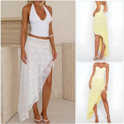 Damen Asymmetrisches Kleid Spitzenrock Bustier-Oberteil - Eveloria