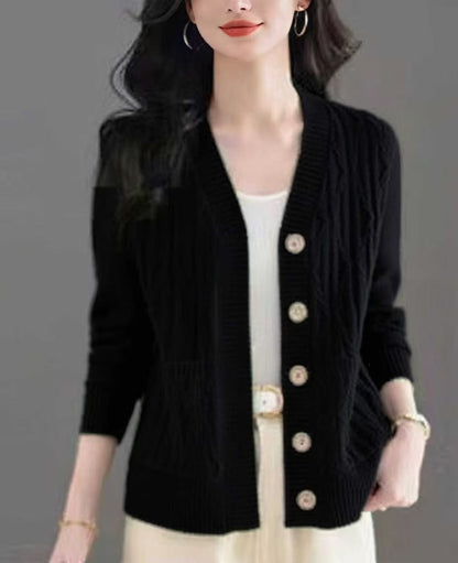 Damen Strickjacke Feines Zopfmuster Mit Taschen Beige